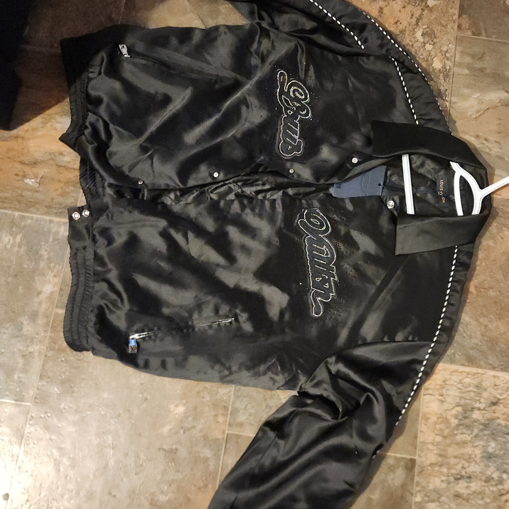 Louis Vuitton Black Quilted Satin Jacket with Tag